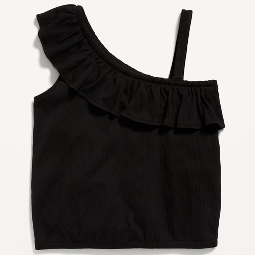 Old Navy Black One-Shoulder Ruffle Crop Top
